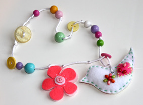 little bubble and tree birdie necklace