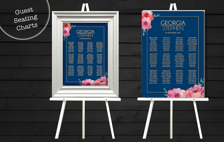 Category Image_Guest Seating Charts Guest seating charts displayed on easels