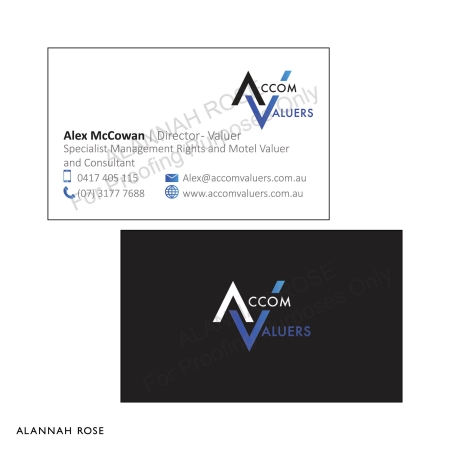 Proof for business card showing front and back of card