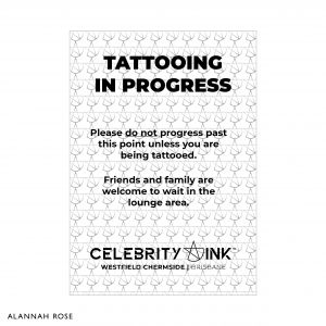Product Image_Celebrity Ink_A4 Sign Tattooing In Progress