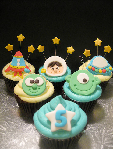 space cupcakes space party theme rocket