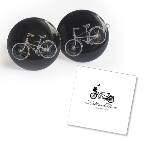 black and white bicycle invitations