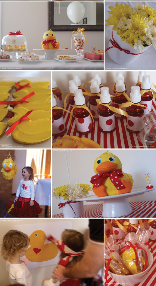 little duck birthday party, alannah rose party theme, inspiration board duck polka dots
