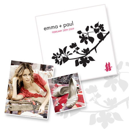 double happiness wedding invitation