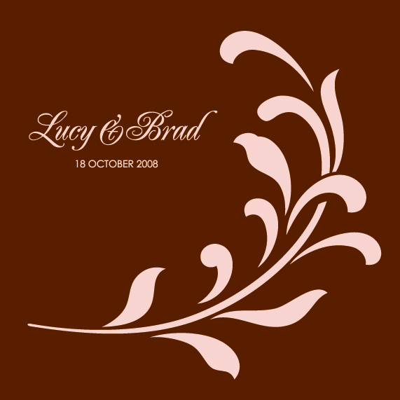 flounce chocolate and pink wedding invitation