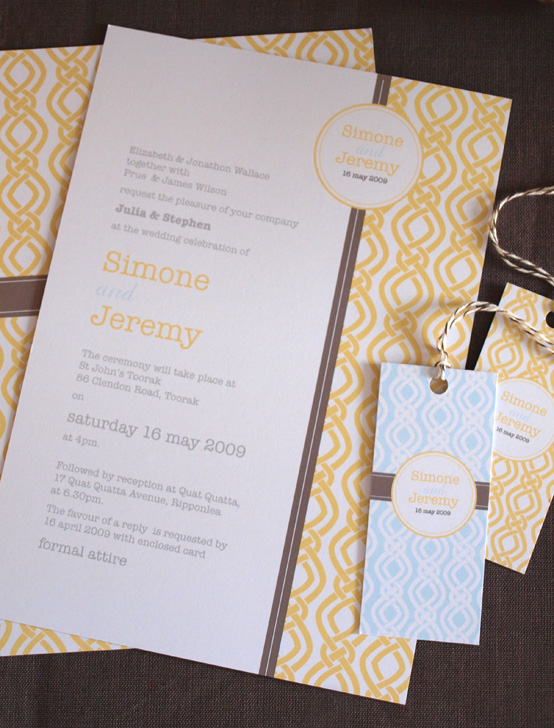 yellow wedding invitations, modern retro invitations