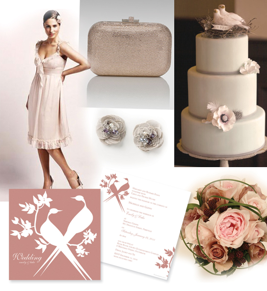 mushroom pink wedding inspiration, wedding invitations