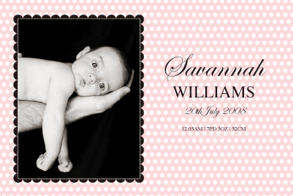 Powder Puff Baby Thank You Card